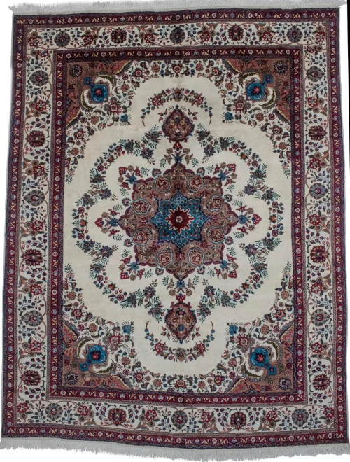 Vintage Ivory Traditional 10X13 Tabriz Persian Rug