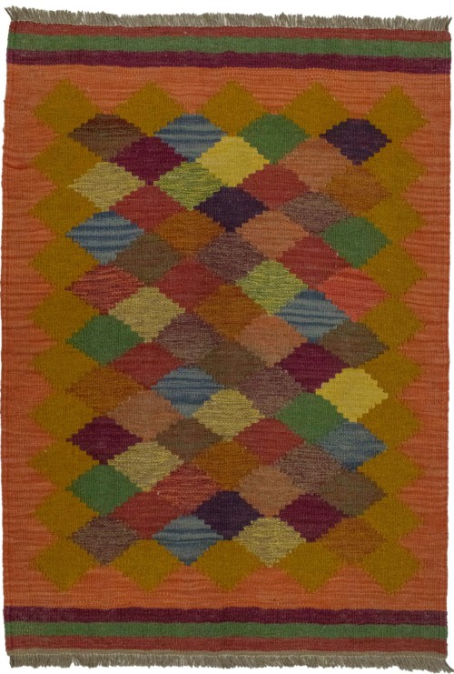 Multicolored Tribal 3X4 Kilim Persian Rug