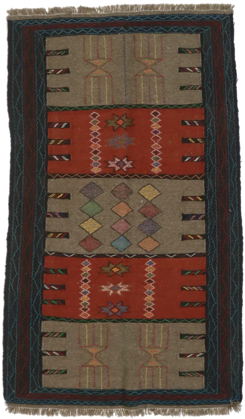 Khaki Tribal 3X6 Sumak Herati Persian Rug