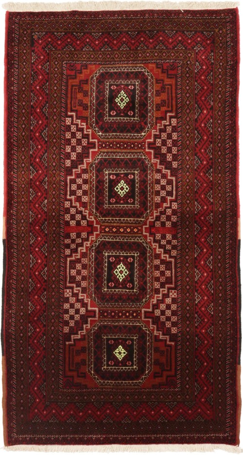 Vintage Red Tribal 3'6X6'7 Balouch Persian Rug