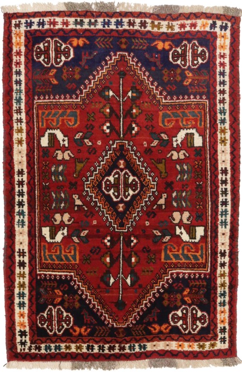 Red Tribal 3X5 Shiraz Persian Rug