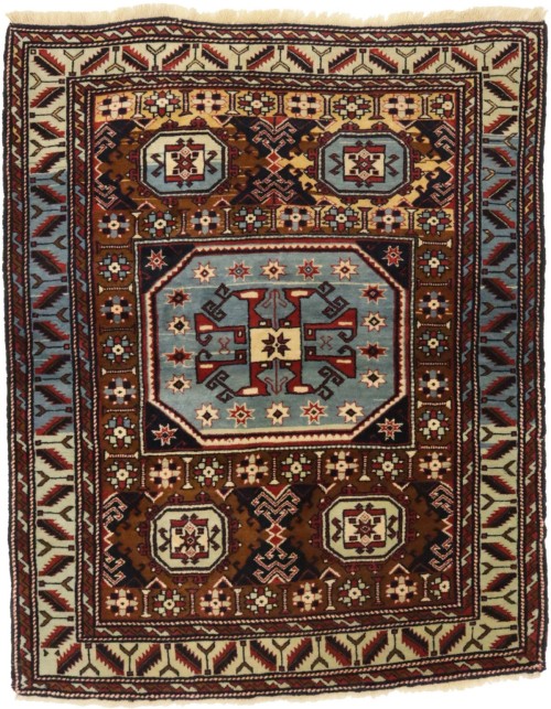 Vintage Brown Tribal 4X5 Shirvan Persian Rug