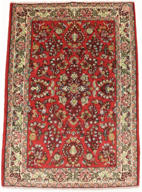 Vintage Red Floral 3'4X4'9 Shahrbaft Persian Rug