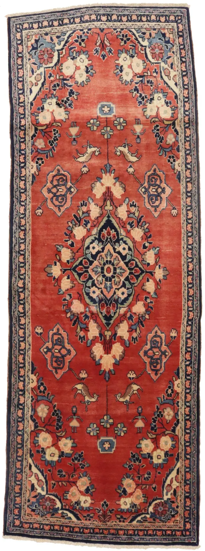 Semi Antique Red Tribal 4X10 Hamedan Persian Rug