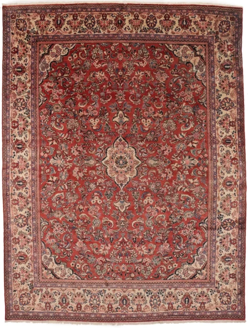 Semi Antique Scarlet Red Floral 10X13'5 Mahal Persian Rug