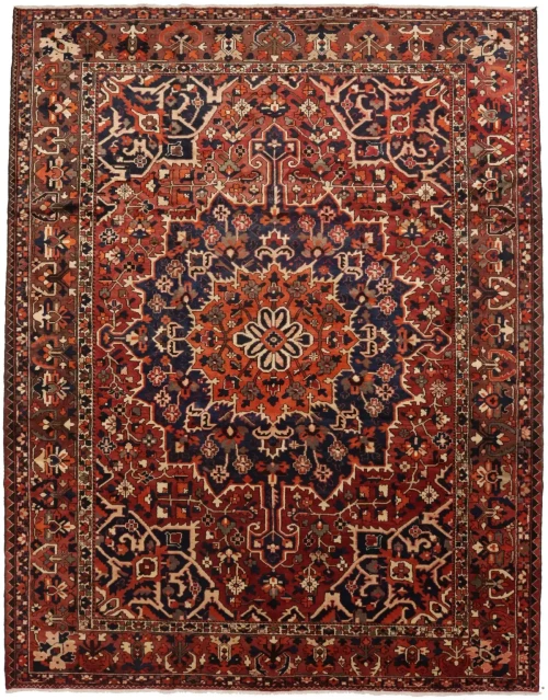 Antique Rusty Red Tribal 9X13 Bakhtiari Persian Rug