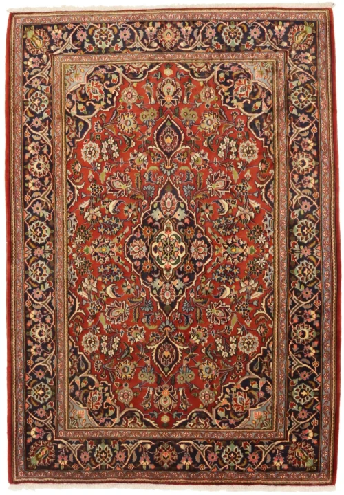 Vintage Red Traditional 4'5X6'4 Kashan Persian Rug