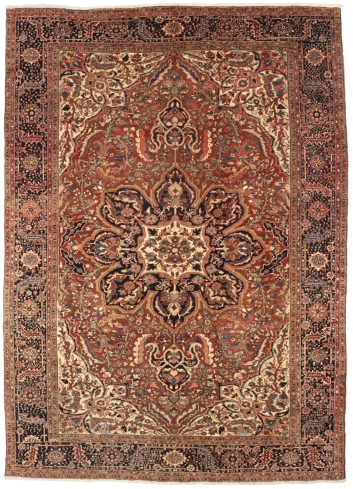 Antique Rusty Red Floral 10'3X14'5 Heriz Goravan Persian Rug