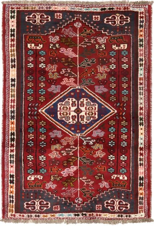 Red Tribal 3'5X5 Shiraz Persian Rug