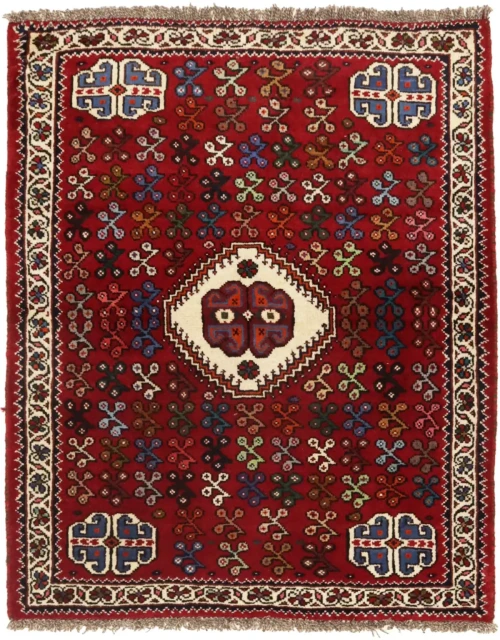 Red Tribal 3'6X4'3 Shiraz Persian Rug