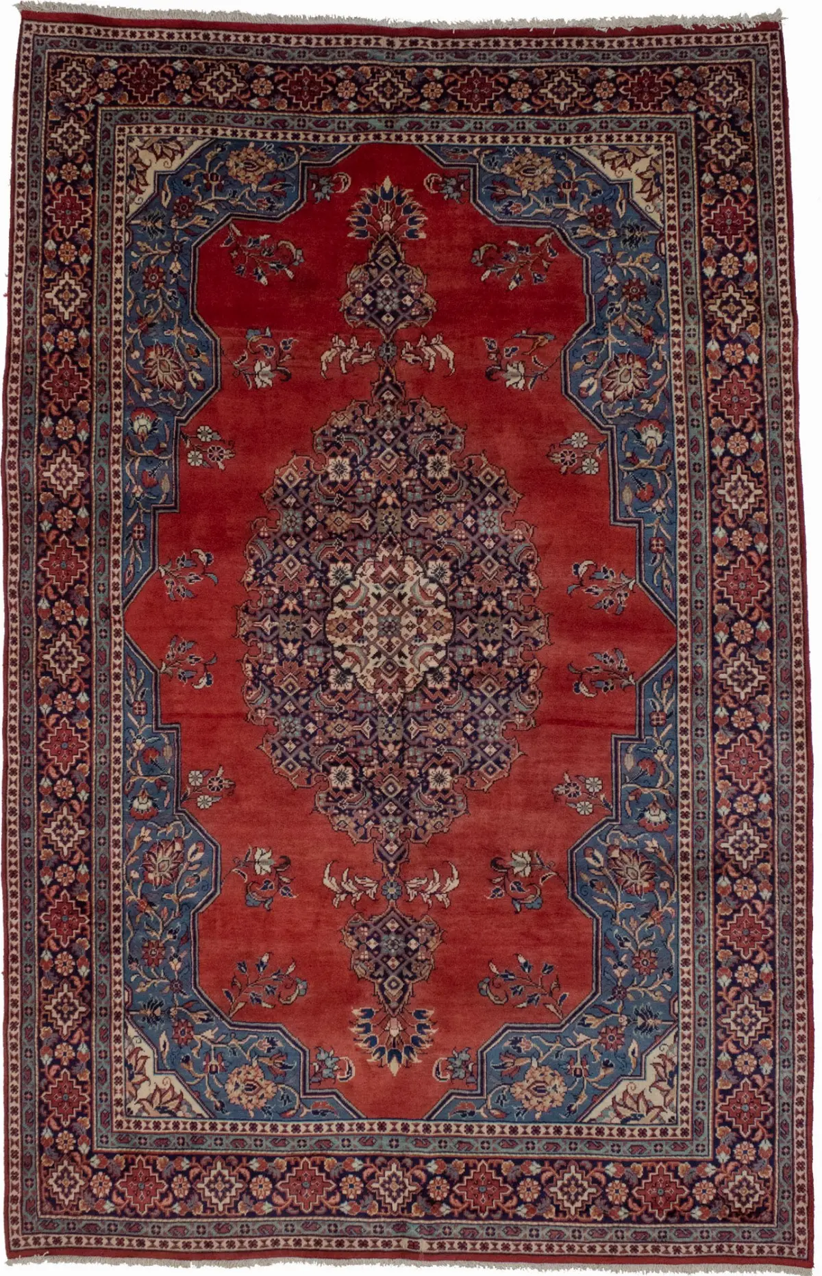 Vintage Orange-red Floral 7X11 Mahal Persian Rug