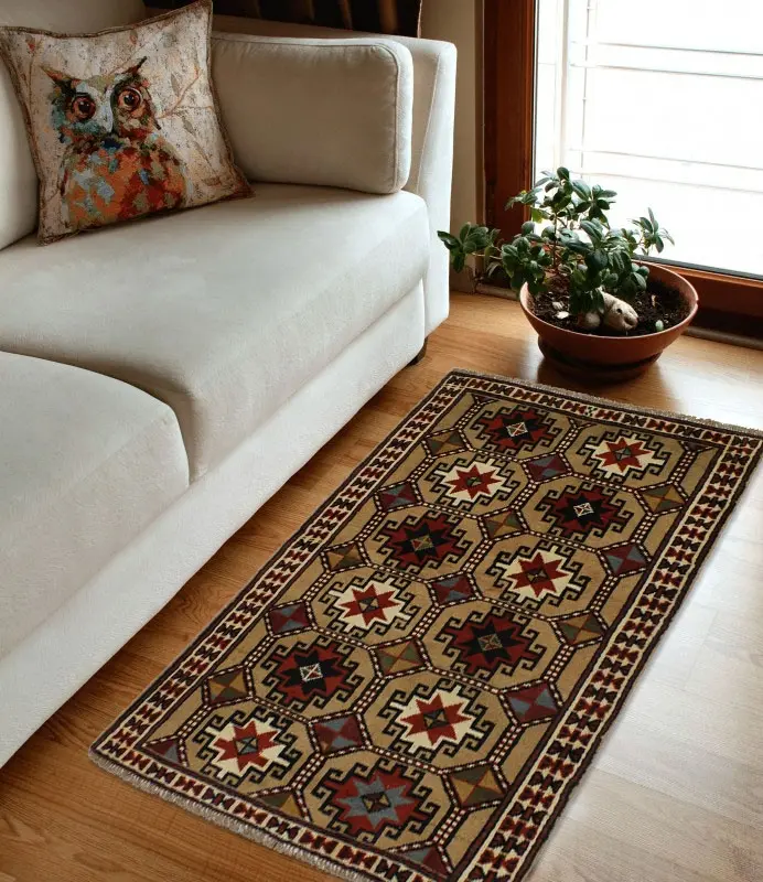 Khaki Tribal 4X6'5 Ghoochan Persian Rug