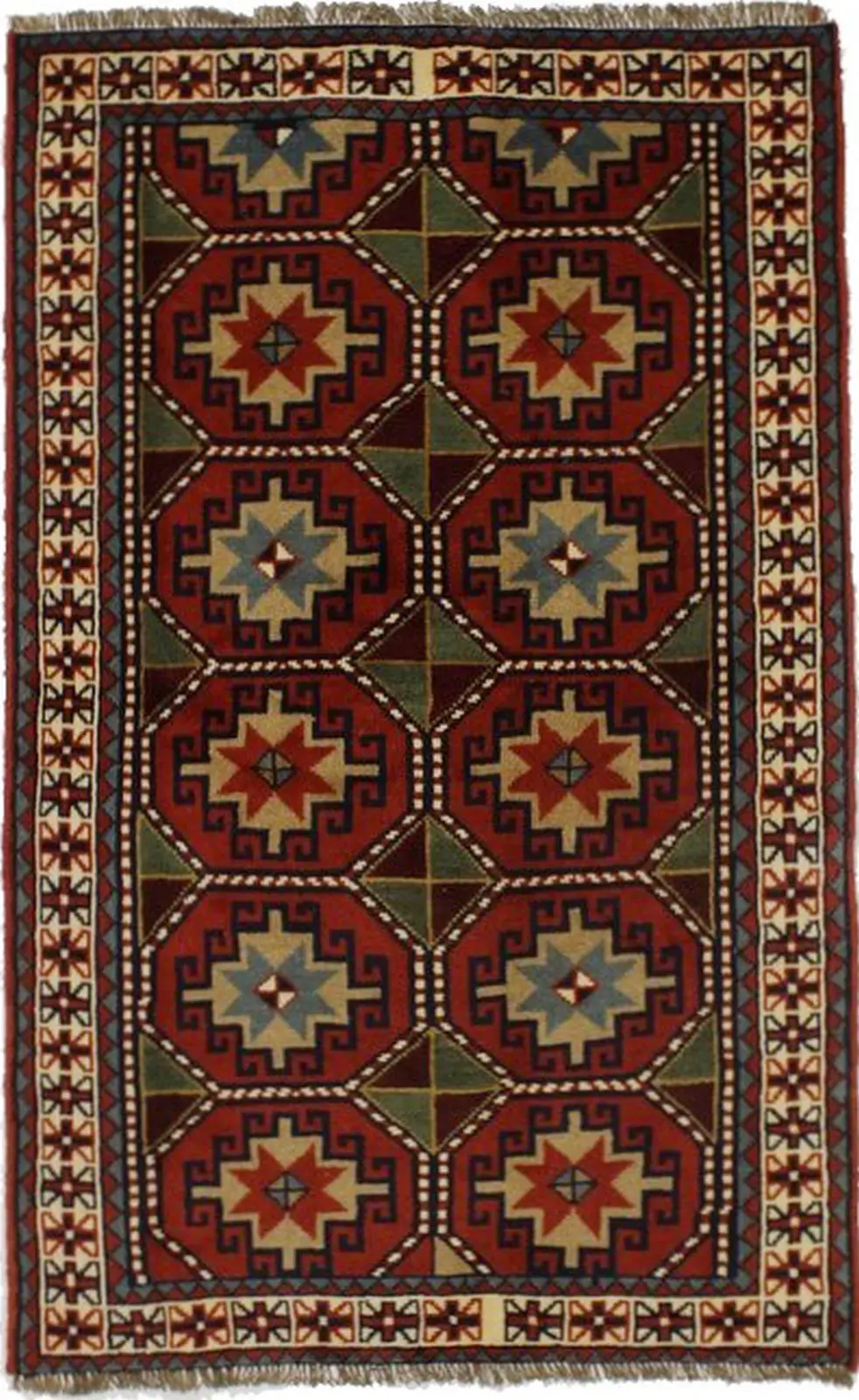 Orange-red Tribal 4'X6'5 Ghoochan Persian Wool Rug