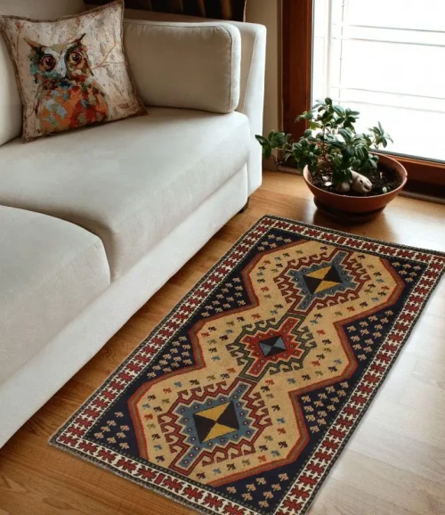 Khaki Tribal 4X7 Ghoochan Persian Rug