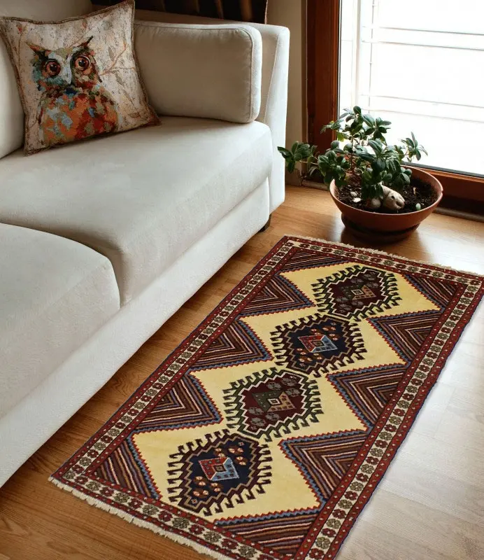 Cream Tribal 4X6 Ghoochan Persian Rug