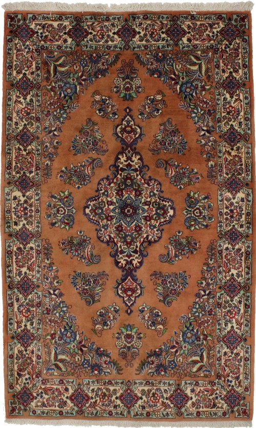 Vintage Rusty Peach Traditional 4X7 Sarouk Persian Rug