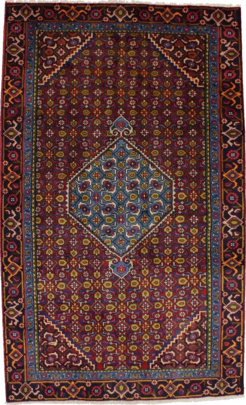 Vintage Red Geometric 4X7 Ardebil Bidjar Persian Rug