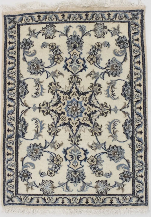 Ivory Classic 3X4 Nain Kashmar Persian Rug