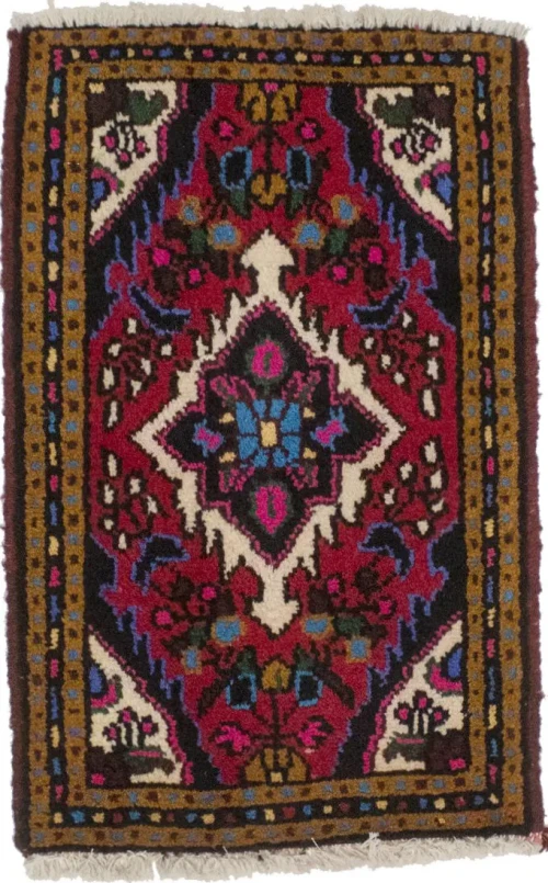 Red Floral Tribal 1'3X1'7 Hamedan Persian Rug