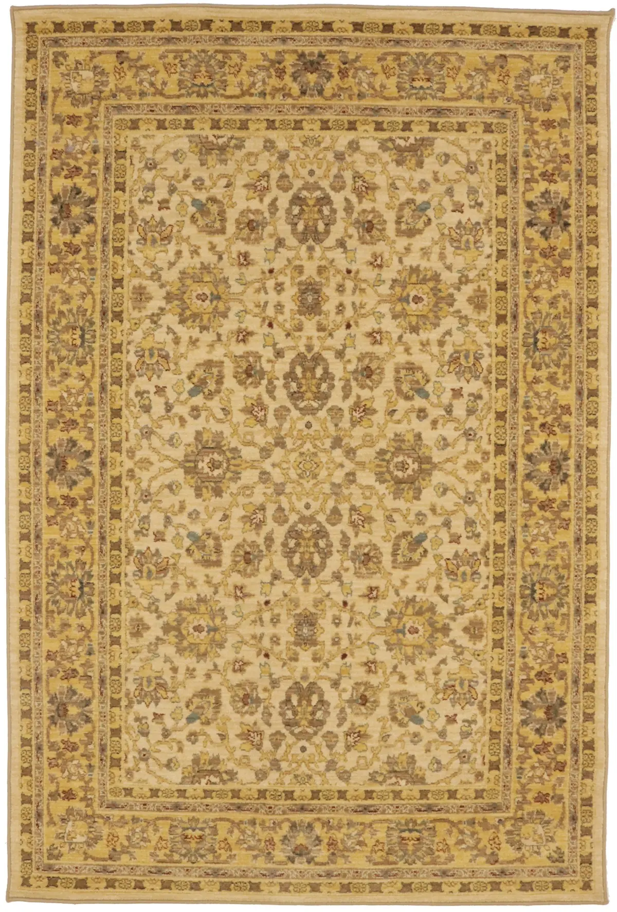 Cream Floral Machine-Made 5'6X8'3 Karastan Modern Rug