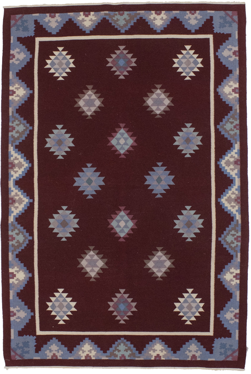 Wine Red Geometric Tribal Kilim 4X6 Chinese Oriental Rug