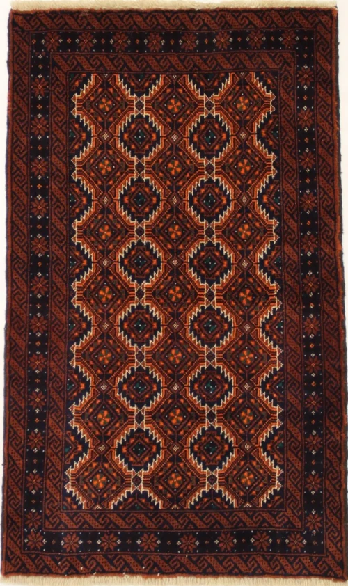 Dark Rust Tribal 3'2X5'5 Balouch Persian Rug