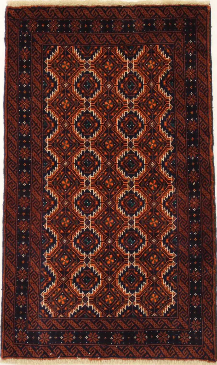 Dark Rust Tribal 3'2X5'5 Balouch Persian Rug