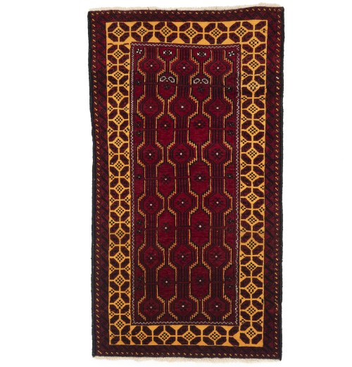 Vintage Red Tribal 3'6X6'5 Balouch Persian Rug