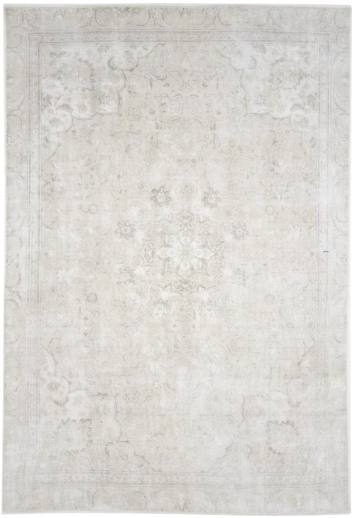 Antique Muted Beige Floral 8X12 Distressed Vintage Oriental Rug