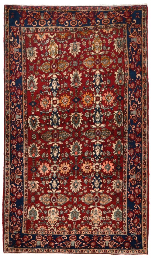 Vintage Red Floral 4'8X7'9 Tabriz Persian Rug