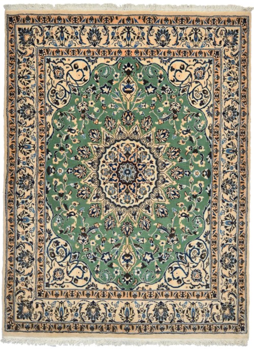 Vintage Floral Classic Green 5X7 Nain Persian Rug