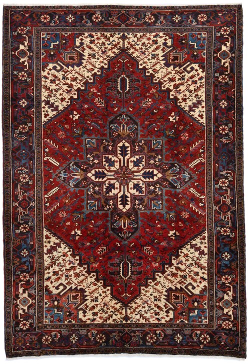 Vintage Geometric Red 7X10 Heriz Persian Rug