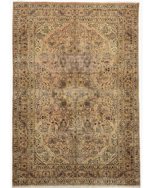 Antique Muted Floral 6'7X9'5 Distressed Vintage Oriental Rug