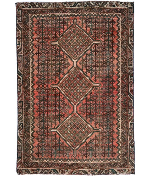 Semi Antique Tribal Rusty Red 5X8 Distressed Vintage Oriental Rug