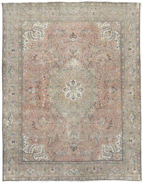 Antique Muted Floral 9'9X12'5 Distressed Vintage Oriental Rug