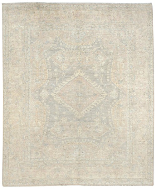 Taupe Floral Oushak Peshawar 8X10 Pakistan Oriental Rug