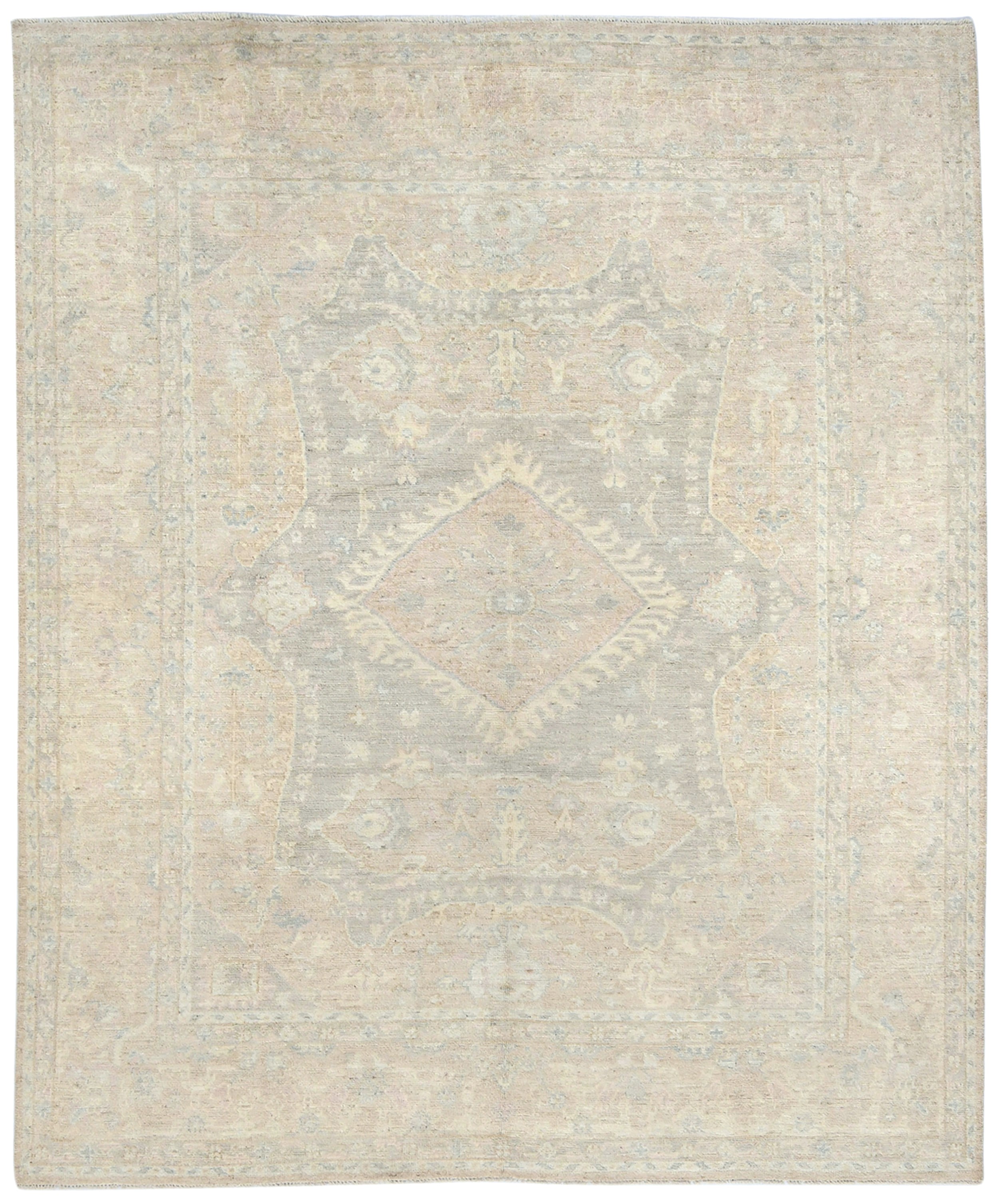 Taupe Floral Oushak Peshawar 8X10 Pakistan Oriental Rug