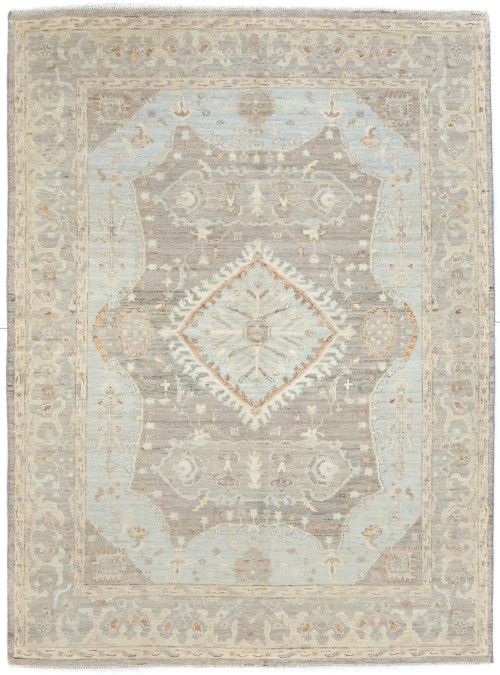 Pastel Brown Floral Oushak Peshawar 6X9 Pakistan Oriental Rug