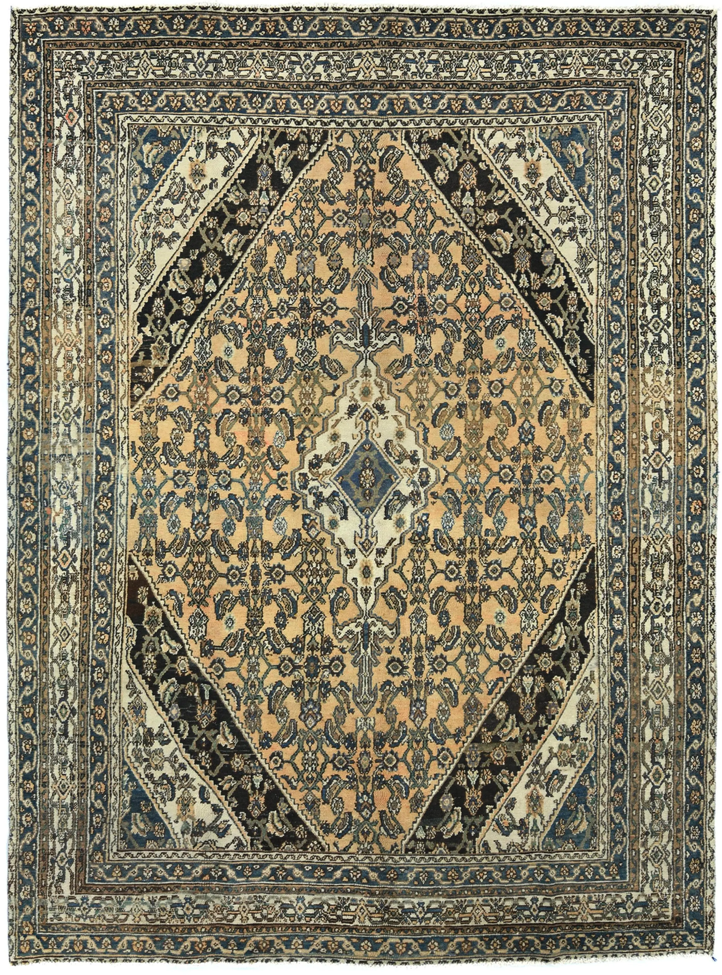 Light Peach Semi Antique Tribal 8'4X11'2 Vintage Oriental Rug