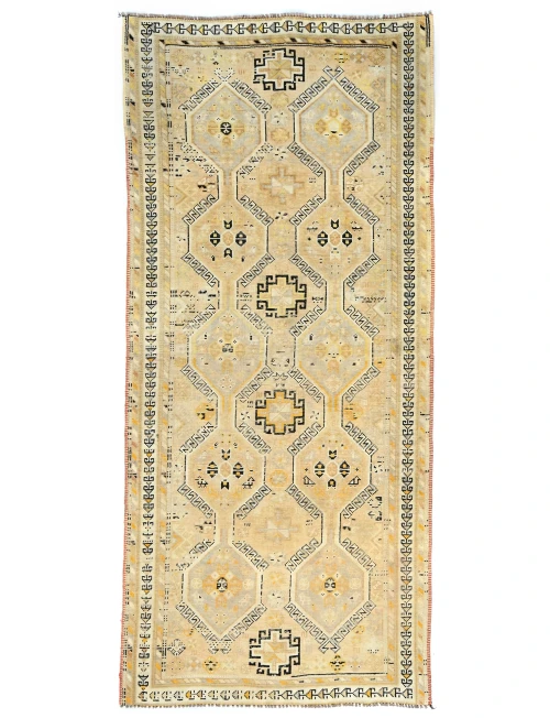 Semi Antique Peach Beige Tribal 4X9 Distressed Vintage Oriental Rug