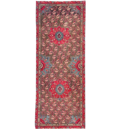 Semi Antique Floral Tribal 3'5X9 Vintage Oriental Runner Rug