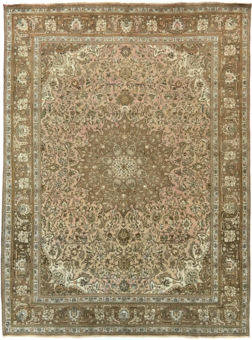 Light Peach Semi Antique Classic Floral 10X13 Vintage Oriental Rug