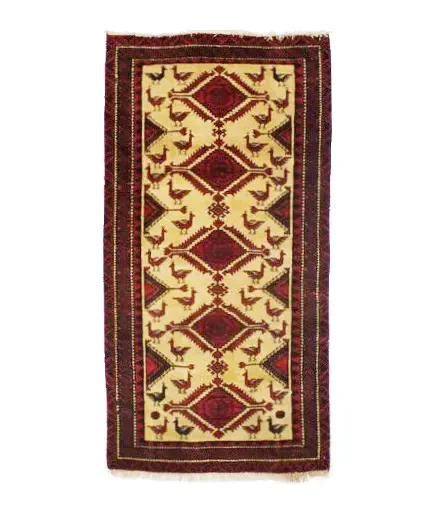 Semi Antique Beige Tribal 3X6 Balouch Hamedan Persian Rug