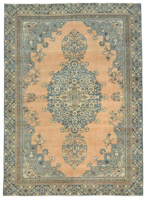 Semi Antique Muted Floral 7'5X10'7 Distressed Vintage Oriental Rug
