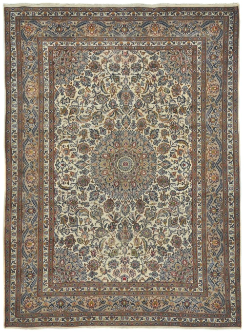 Semi Antique Muted Light Peach Floral 8X11 Distressed Vintage Oriental Rug