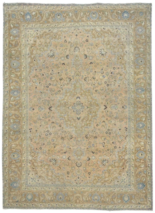 Semi Antique Muted Light Salmon Floral 8X11 Distressed Vintage Oriental Rug