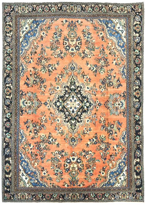 Antique Muted Floral 8X11 Distressed Vintage Oriental Rug