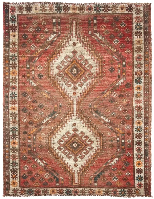 Semi Antique Muted Tribal 3'6X4'6 Shiraz Persian Rug