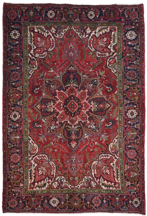 Vintage Red Tribal 6'7X9 Heriz Persian Oriental Rug