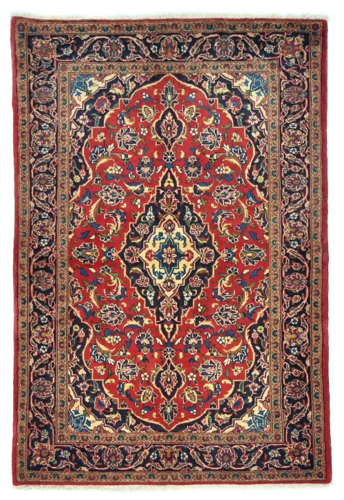 Vintage Red Floral Traditional 4X6 Kashan Persian Rug